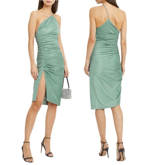 NWT Ronny Kobo XS Sage Zarma Ruched One-Shoulder Midi Dress - Picture 2 of 15